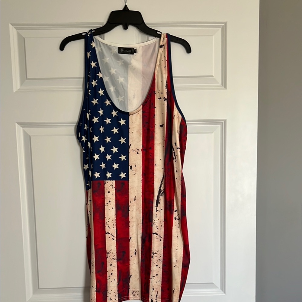 Red and Blue Sleeveless Scoop Neck Mini Sundress